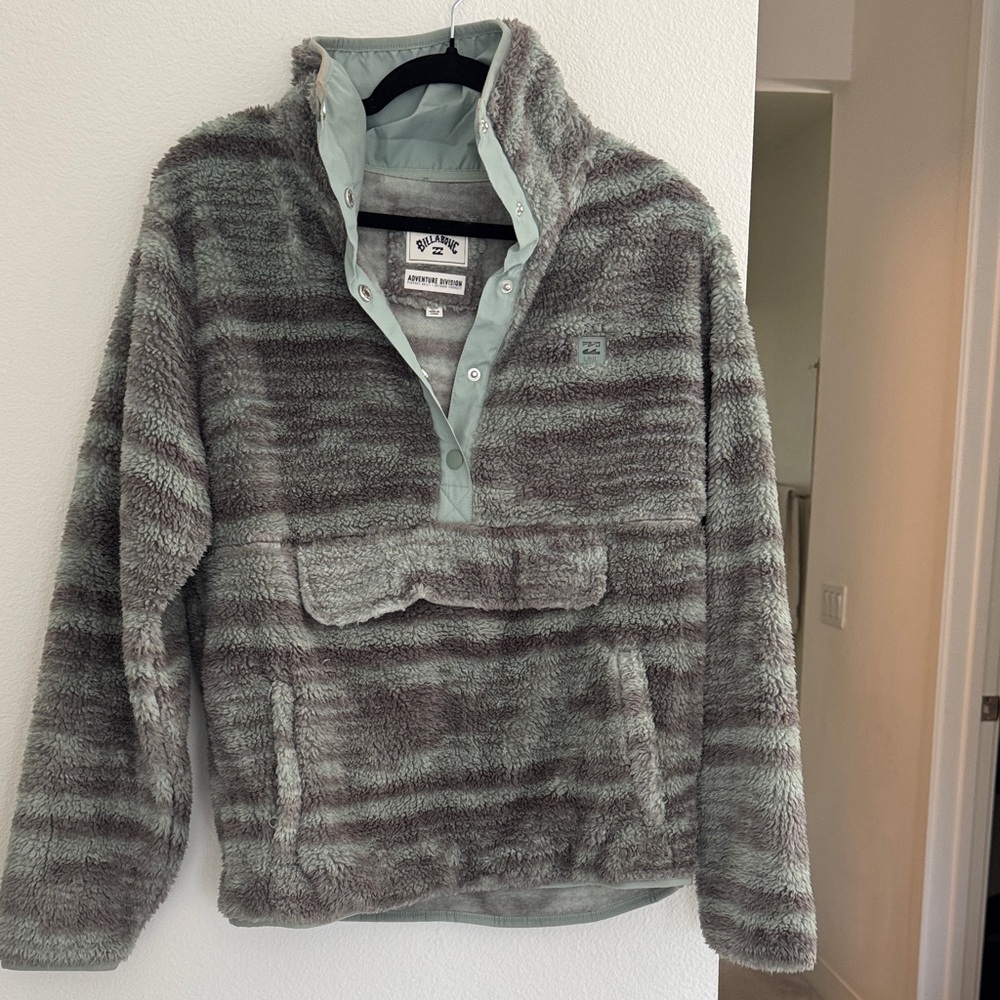Billabong Men's Zip Up Striped Sweater - Gray